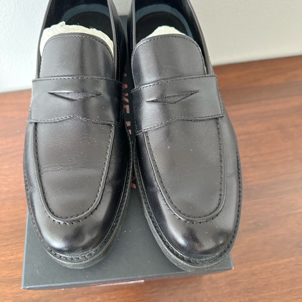 Nordstrom Black Leather Penny Loafers Slip-On
